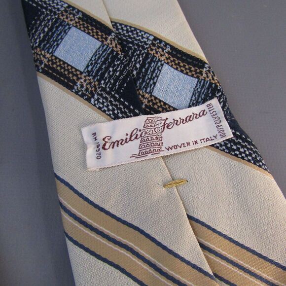 Vintage Emilio Ferrara Tie 1970's era Disco Necktie Woven in Italy Geometric - Picture 5 of 5
